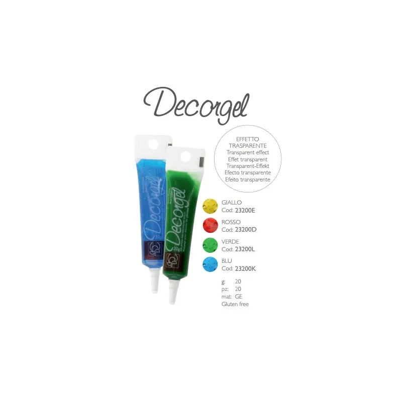 Gelatina Alimentare Neutra Decorgel vari colori 20 gr Gelatina Alimentare Neutra Decorgel vari colori 20 gr