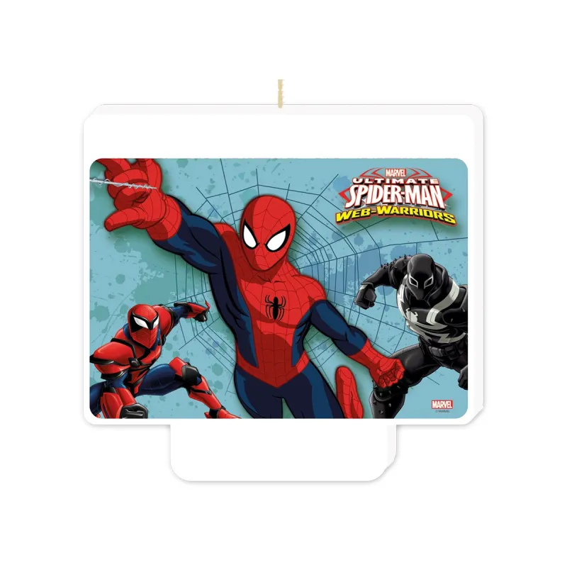 Candelina Spiderman in plastica con piedino Candelina Spiderman in plastica con piedino