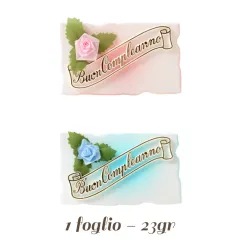 Targhette Buon Compleanno per torte Rosa-Azzurre