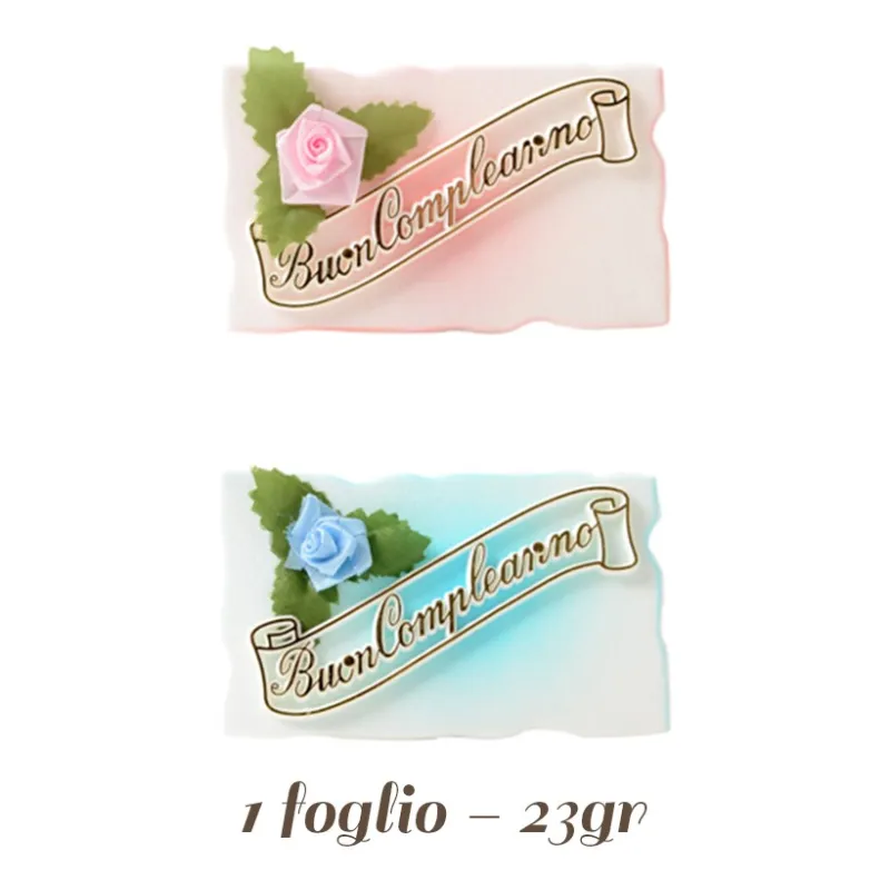 Placas de feliz cumpleaños rosas y azules para tartas