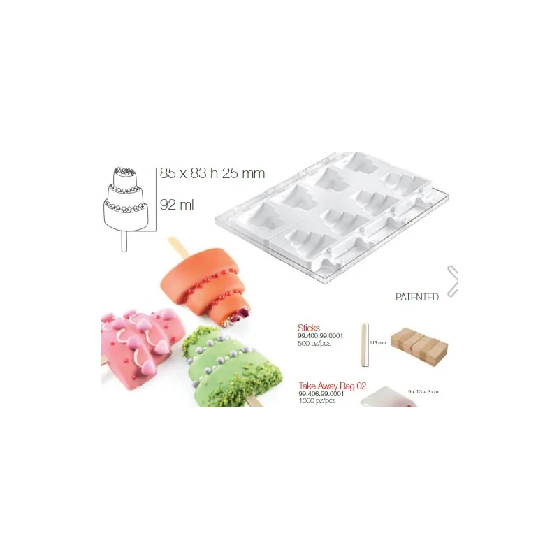 Ice-cream mould with 8 small cakes + stick + tray Ice-cream mould with 8 small cakes + stick + tray