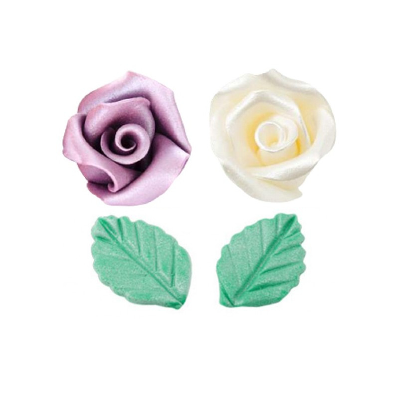 Set di Roselline pronte Perlate con Foglioline