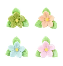 Flores de azúcar de colores listas para usar con hojitas