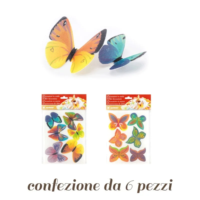 Farfalle in Ostia colorate 6 pezzi Farfalle in Ostia colorate 6 pezzi