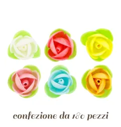 Rose in Ostia Colorate con foglioline pz 180