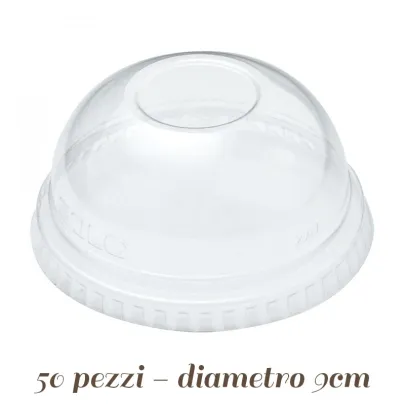 Coperchio in Plastica a Cupola per bicchieri con cannuccia