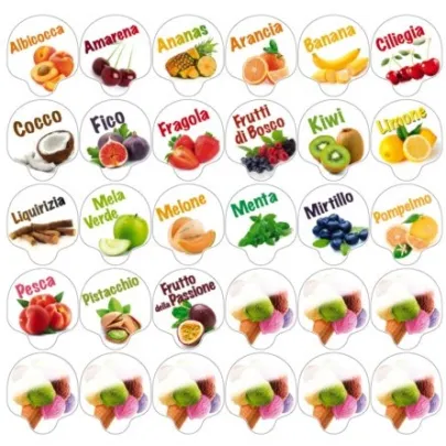 Kit with 30 PVC fruit-flavor labels
