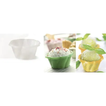 50 transparent cups in assorted colors and sizes