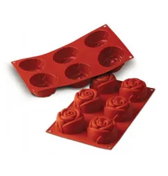 Silikonform mit 6 Rosen, Durchmesser 7 cm, h 5,5