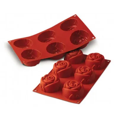 Silikomart Silicone Mould, 6 Roses, Ø 7 cm, h 5.5 cm