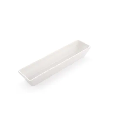 Elongated ceramic tray for individual portion 190 ml