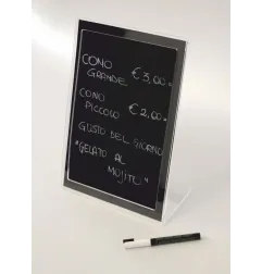 Rewritable chalkboard countertop menu holder A4
