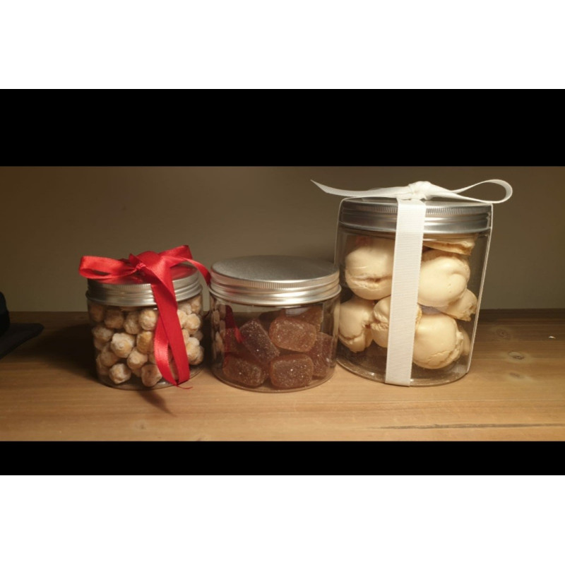 Tarro transparente para galletas de 650 ml con tapa plateada Tarro transparente para galletas de 650 ml con tapa plateada