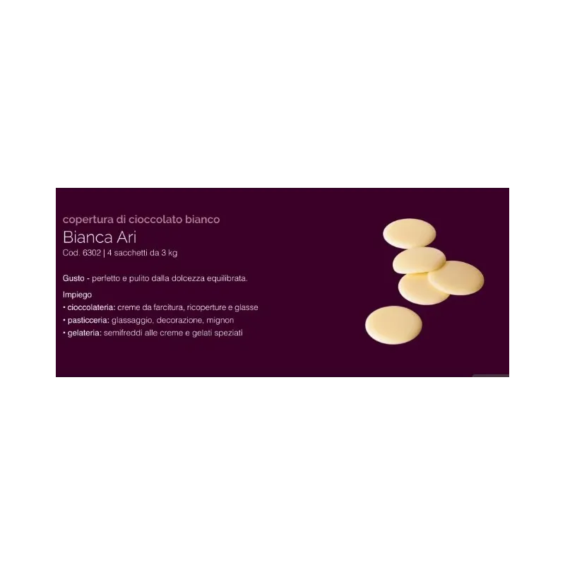Gioari High-Quality White Couverture Chocolate, 3 kg, in small discs Gioari High-Quality White Couverture Chocolate, 3 kg, in small discs