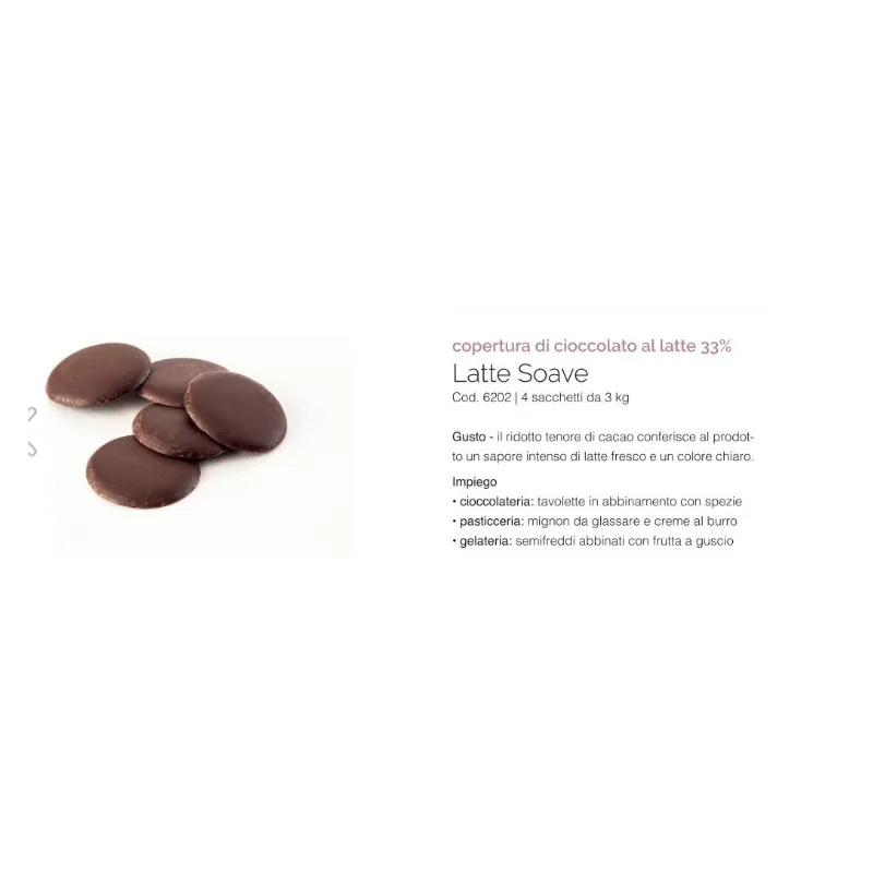 Cioccolato da Copertura al Latte Soave Gioari 3 kg Alta Qualit Cioccolato da Copertura al Latte Soave Gioari 3 kg Alta Qualit