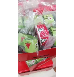 Nastro Natalizio Verde Renna in Acetato e Stoffa per Torte 4 cm