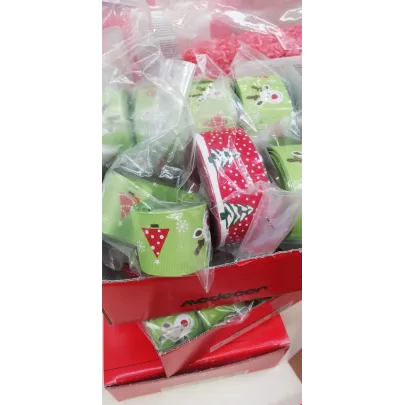 Ruban de Noël vert avec des rennes, en acétate et tissu, pour gâteaux, 4 cm