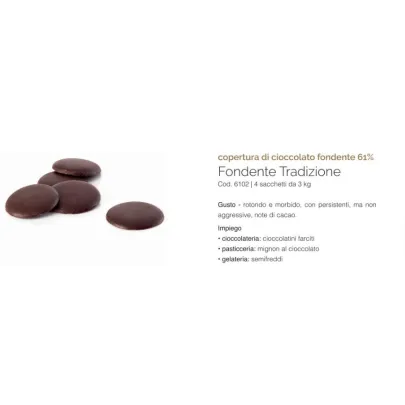 3 kg de botones de chocolate negro, 61 %