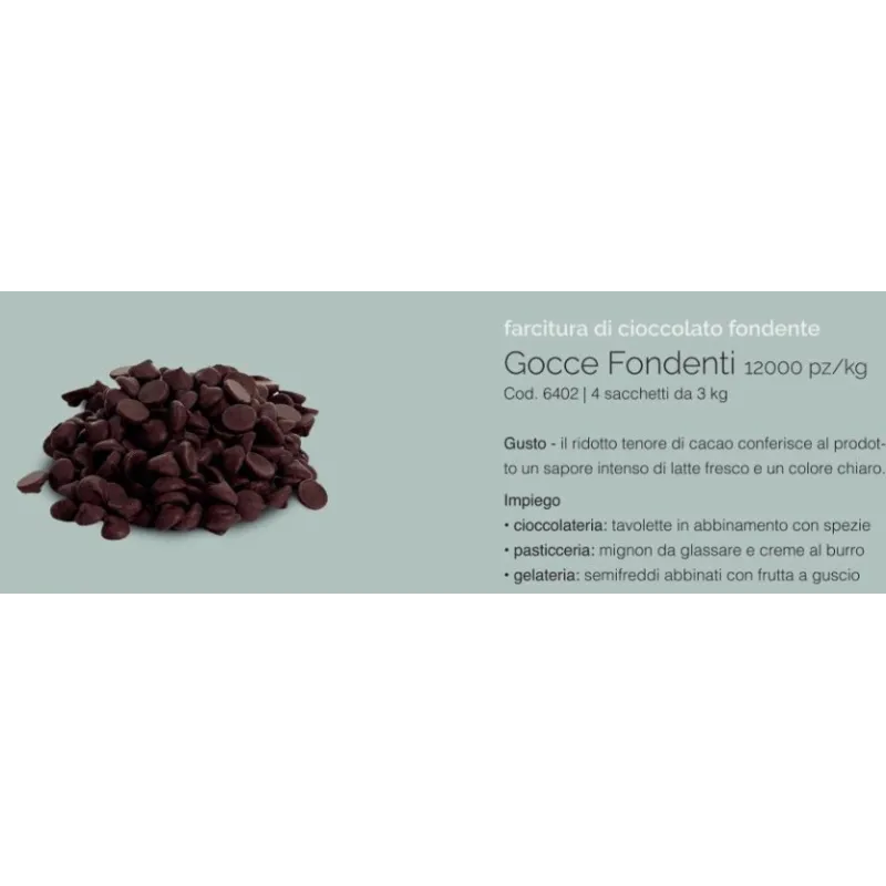 Gotas de chocolate negro, 3 kg, 12 000 unidades Gotas de chocolate negro, 3 kg, 12 000 unidades