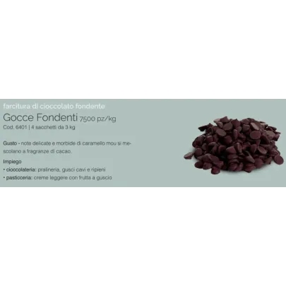 3 kg de gotas de chocolate negro, 12000 uds.