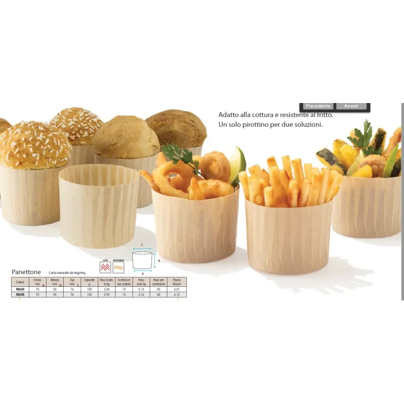 Baking cases for fritters or mini panettone – 60 pieces Baking cases for fritters or mini panettone – 60 pieces