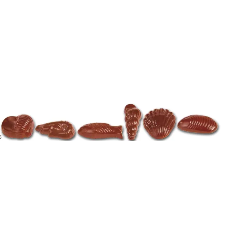 Molde de policarbonato con 18 motivos de marisco Molde de policarbonato con 18 motivos de marisco