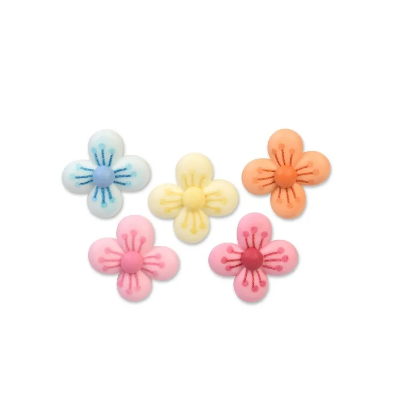 Fleurs bombées en sucre, 5 couleurs, 100 pièces Fleurs bombées en sucre, 5 couleurs, 100 pièces