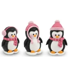 Rosa Weihnachtspinguine aus Gelatine und Zucker