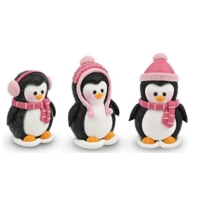Pinguine di Natale in rosa gelatina e zucchero
