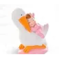 Décoration de baptême et de naissance pour bébés : cigogne, H. 9 cm, couleurs assorties