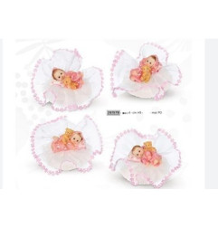GEBURTSDEKORATION: SCHLAFENDE BABYS MIT ROSA TEDDYBÄR