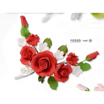 RAMO ROSELLINE ROSSE + FOGLIE