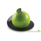 Silikomart black round compostable tray Ø 8.6 cm with a single-portion dessert