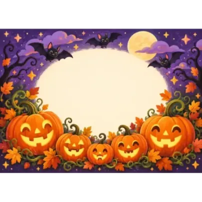 Personalisierbarer Halloween-Tortenaufleger – Lächelnde Kürbisse