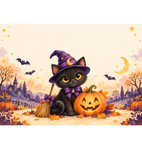 Cialda Halloween personalizzabile – Gattino stregato