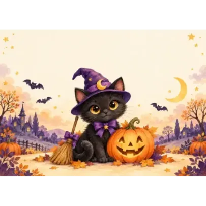 Cialda Halloween personalizzabile – Gattino stregato
