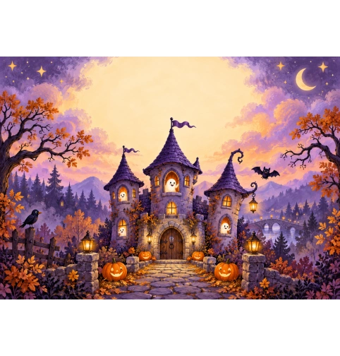 Oblea Halloween personalizable – Castillo de Halloween