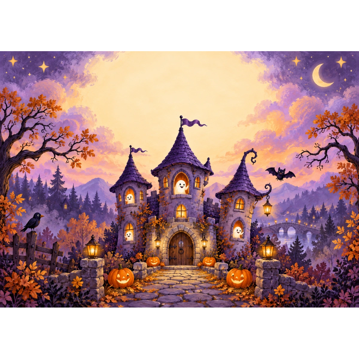 Personalised Halloween cake wafer – Halloween Castle Personalised Halloween cake wafer – Halloween Castle