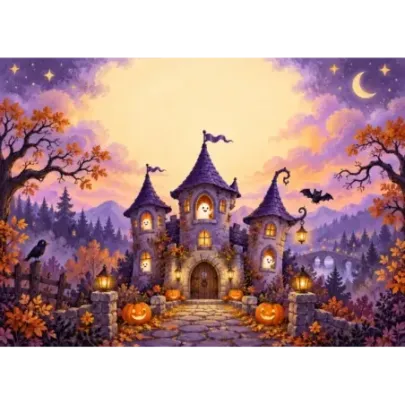 Personalised Halloween cake wafer – Halloween Castle