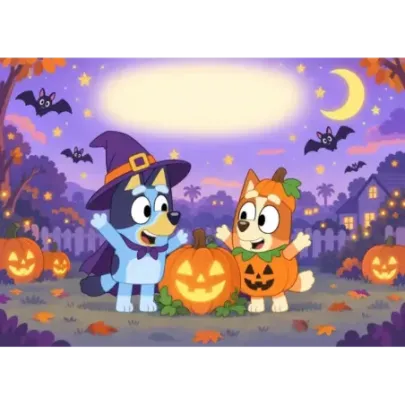 Azyme Halloween personnalisable – Bluey et Bingo