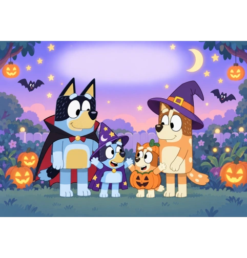 Oblea Halloween personalizable – Familia Bluey