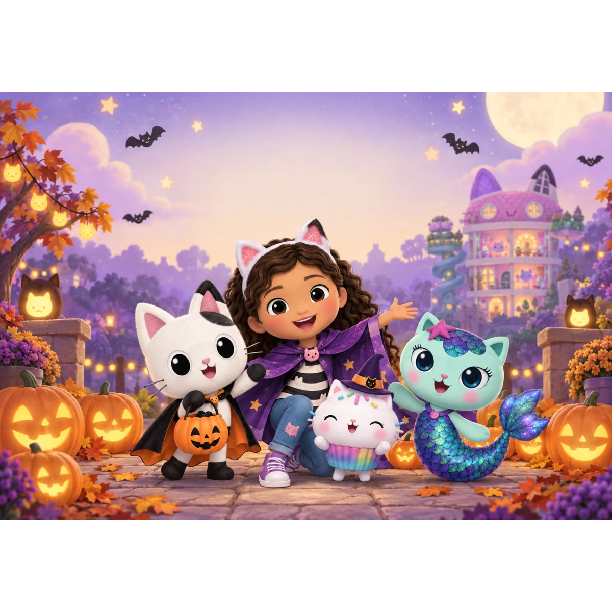 Azyme Halloween personnalisable – Gabby et les chats Azyme Halloween personnalisable – Gabby et les chats