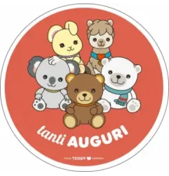 Teddy bear and friends edible cake topper Ø14 cm