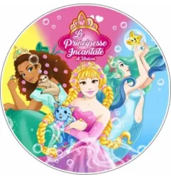 Enchanted princesses edible cake topper Ø14 cm