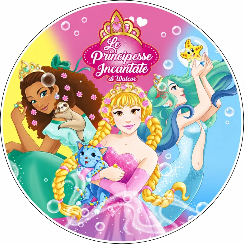 Oblea Princesas encantadas para tarta Ø14 cm Oblea Princesas encantadas para tarta Ø14 cm