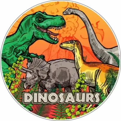 Dinosaurs edible cake topper Ø14 cm