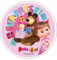 Oblea Masha y el Oso para tarta Ø14 cm