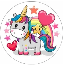 Oblea Unicornio para tarta Ø14 cm