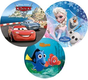 Cialde per torte con soggetti Cars, Frozen e Nemo